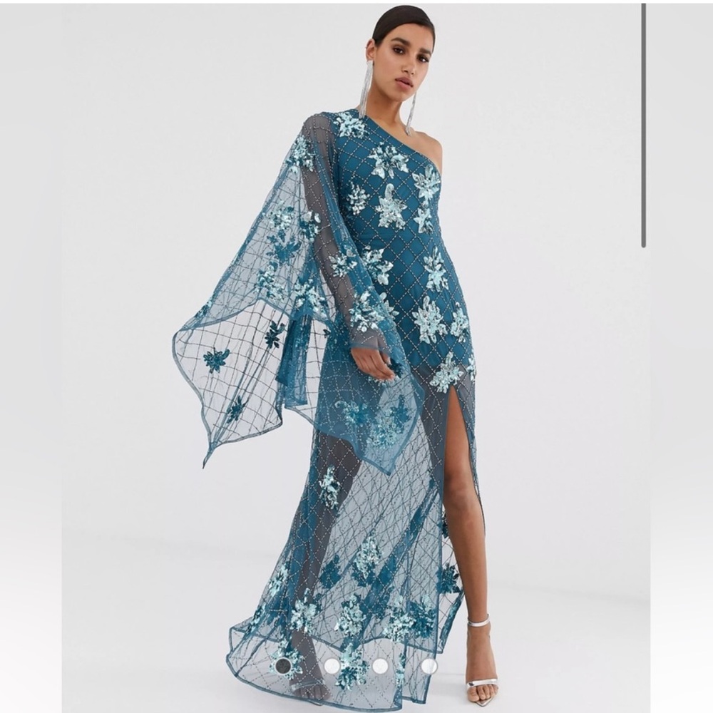 Blue Floral Maxi Bridesmaids/honeymoon Dress